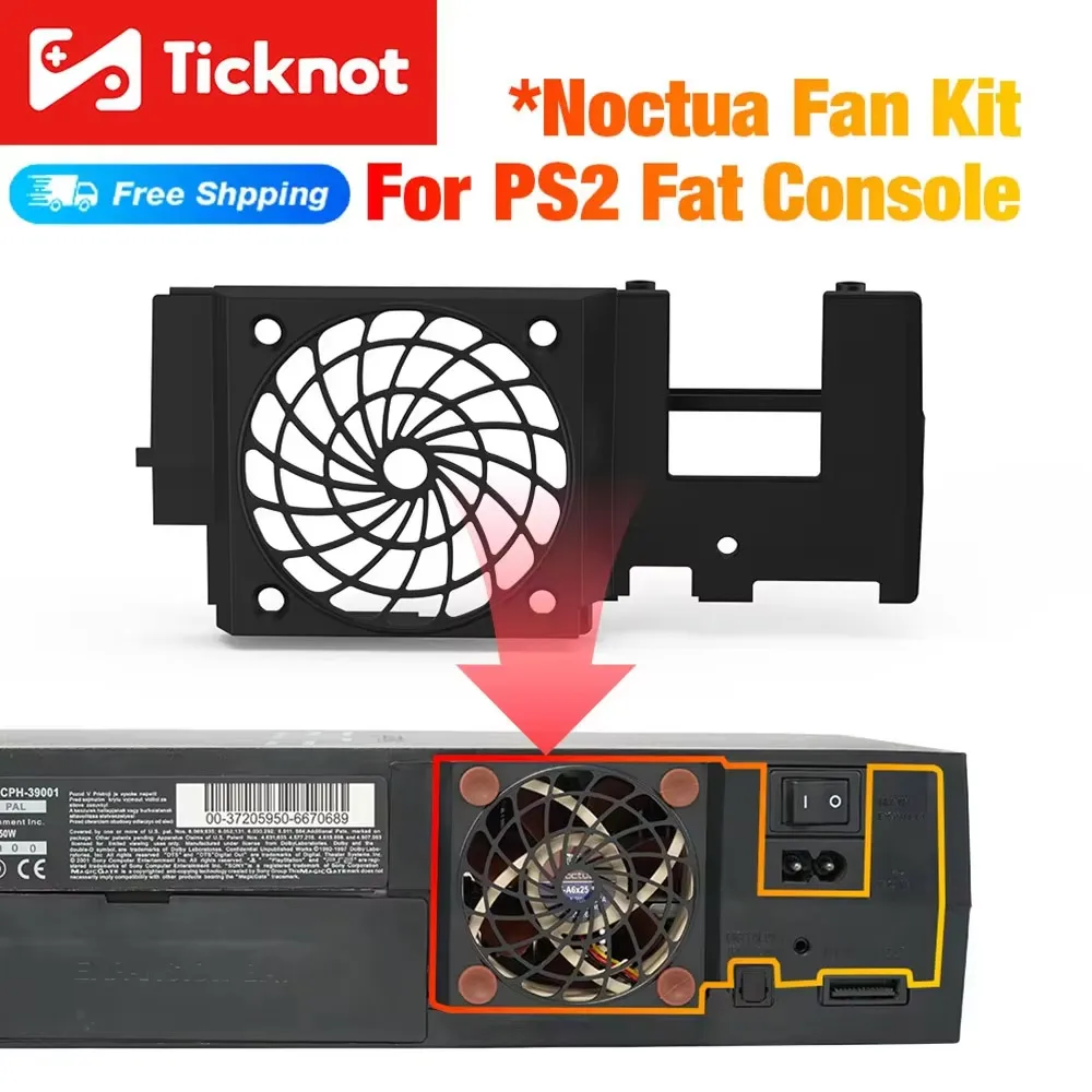 TicKnot 5V Silent Upgrade Lüfterhalterung für Playstation2 Fat Console (SCPH-3XXXX & SCPH-5XXXX) Noctua Lüfter-Kit Lüfter für PS2