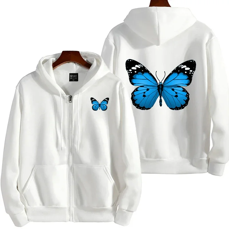 Frauen Mantel Schmetterling Drucken Casual Mit Kapuze Zipper Sweatshirt Sport Jogging Kleidung Heiße Verkäufe Vielseitige High Street Frau Jacke Image