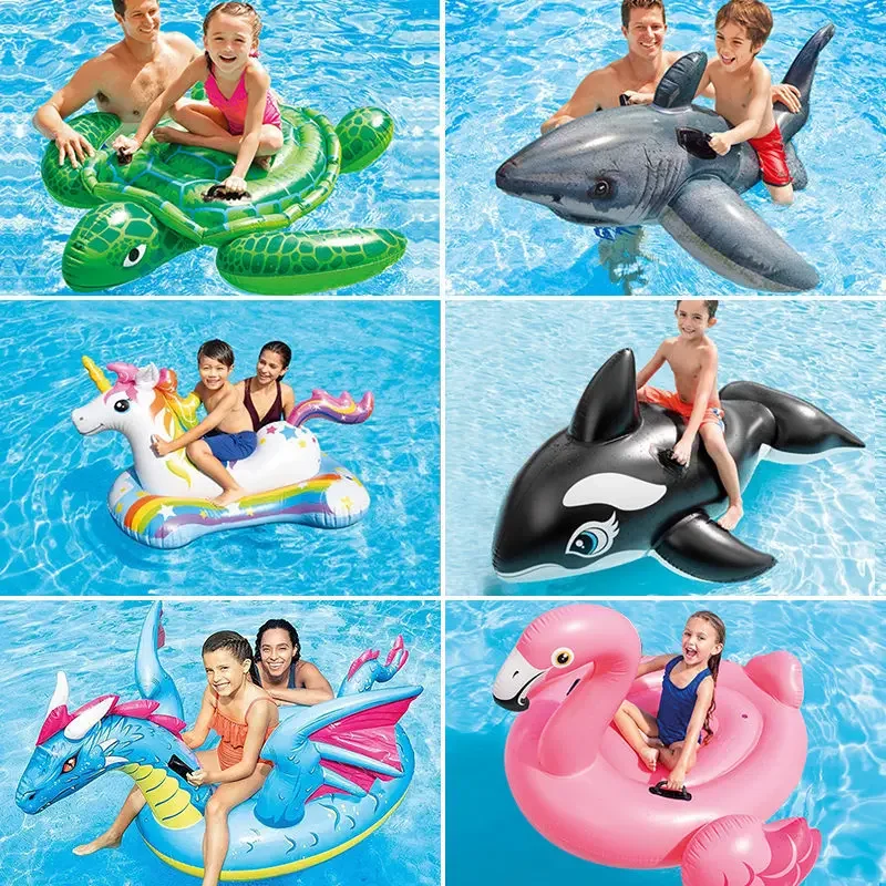 Schlauchboote Spielzeug Schwimmbad Kinder aufblasbare Wasserspiel zeug Tier halterung Pool Tierhai Einhorn Pool Zubehör Flöße Image