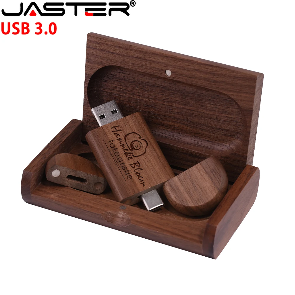 TYPE-C USB 3.0 Flash-Laufwerke aus Holz 128GB mit kostenlosem Logo, kreatives Business-Geschenk, USB-Stick 64GB, Bambus-Speicherstick 32GB, U-Disk Image