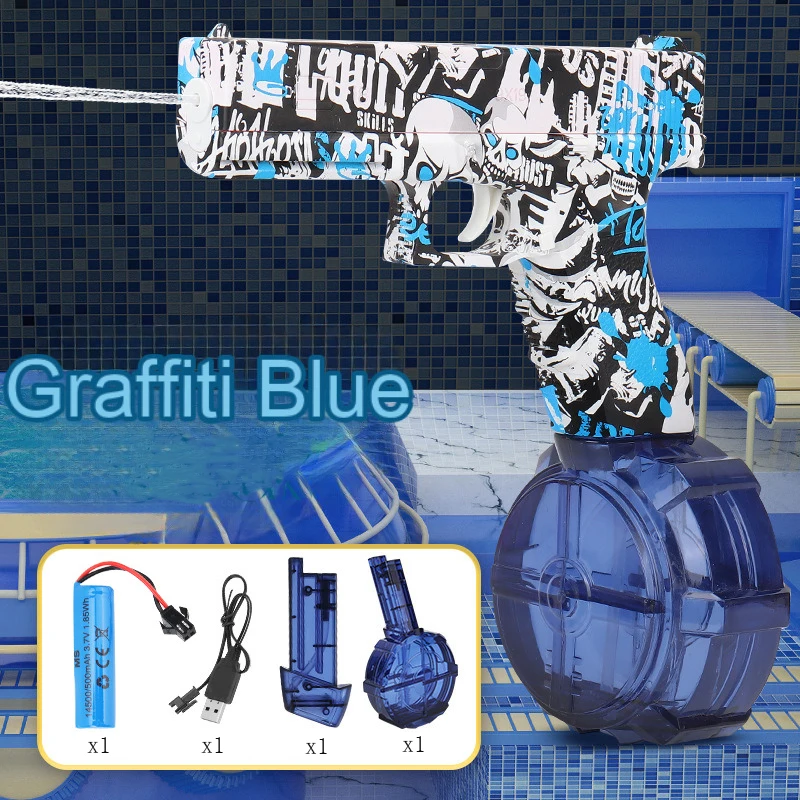 Neue Sommer Wasserpistolen Elektrische Pistole Schießen Spielzeug Voll Automatische Outdoor Strand Pistole Sommer Wasser Spielzeug Für Kinder Jungen Mädchen Erwachsene Image