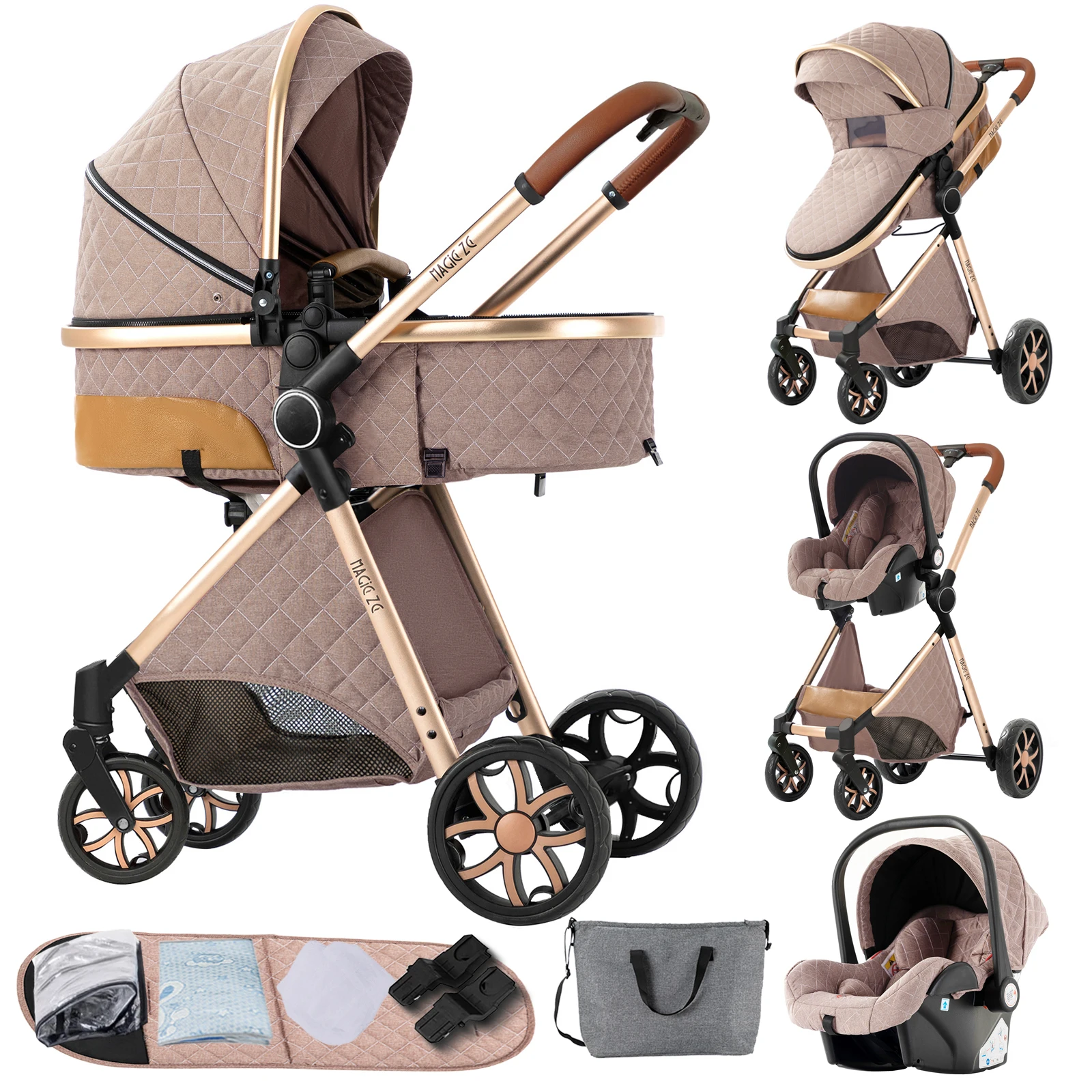 Baby-Lichtkinderwagen 4-in-1-Sicherheitsschnalle: Verhindert versehentliches Öffnen. Geräumiger Schlafkorb von 81 cm bietet einen wiegähnlichen Komfort Image