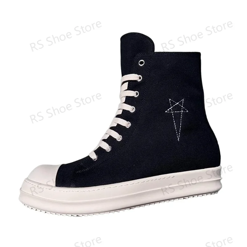 Ro Classic Design Schwarz Canvas Boot High Top Schuh Männer Casual Schuhe Luxus Zipper Frauen Sneaker s Stiefeletten Turnschuhe