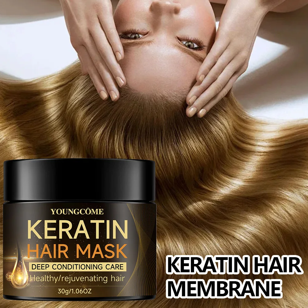 Keratin-Haarmaske, Feuchtigkeitscreme, Spülung, weich, glatt, Frizz, geschädigtes Haar, Pflege, Reparatur, geschädigtes Haar, Wiederherstellung, Glanz-Haarmaske Image
