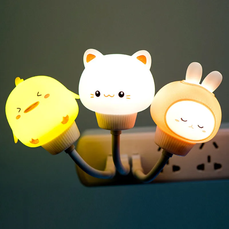 USB Nachtlicht LED Sprachsteuerung Niedliche Cartoon Nachtlampe Bär Kätzchen Fernbedienung für Baby Kind Schlafzimmer Dekor Nachttischlampe