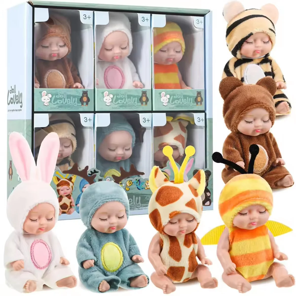 1/6Pcs Reborn Puppe Kit Spielzeug Simulation Prinzessin Puppen Spielzeug Mini Nette Schlafende Baby mit Kleidung Zubehör Geburtstag Geschenk für Kinder Image
