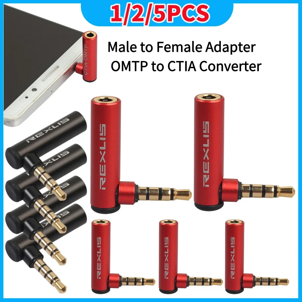 REXUS 3,5 mm Klinke 90 ° Universal Aux Stecker auf Buchse OMTP auf CTIA Kopfhörer Konverter Stereo Adapter Universal 1/2/5PCS Image