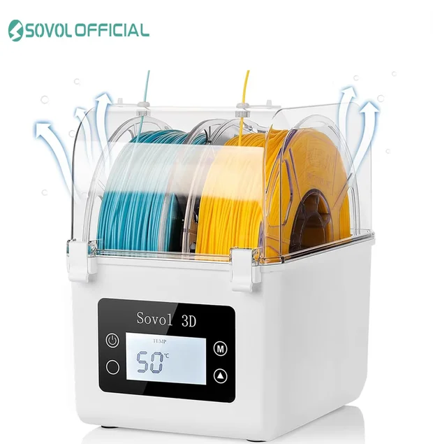 Sovol 2 Rollen Filament-Dörrgerät, Spulenhalter, Filamente, Trockenbox für 1,75 mm, 2,85 mm ABS, PLA, PETG, TPU, FDM-Material, 3D-Drucker Image