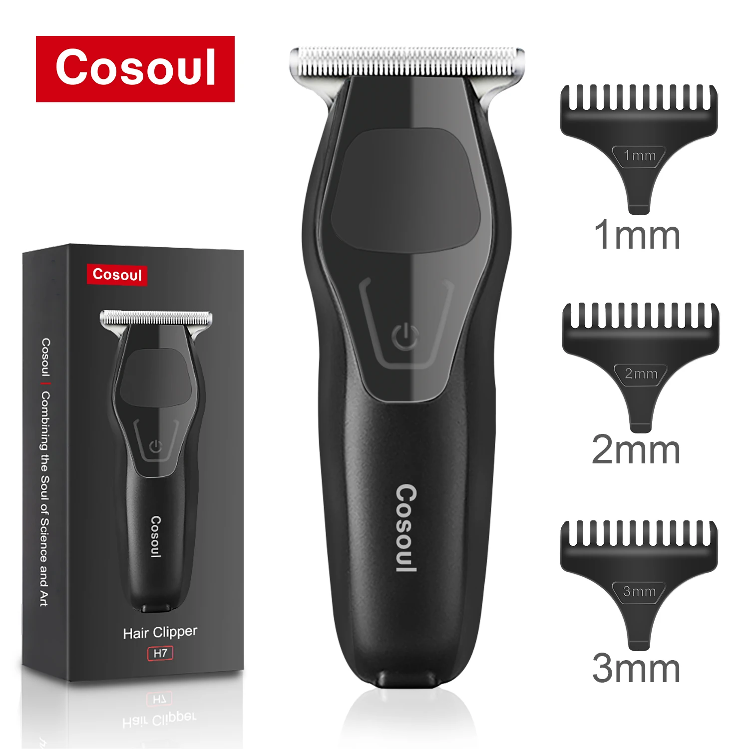 Cosoul Haarschneider, Bartschneider für Männer, professioneller Haarschneider, kompakt, tragbar, Schnurrbartschneider für Herren, Gesichts- und Glatze-Rasierer Image