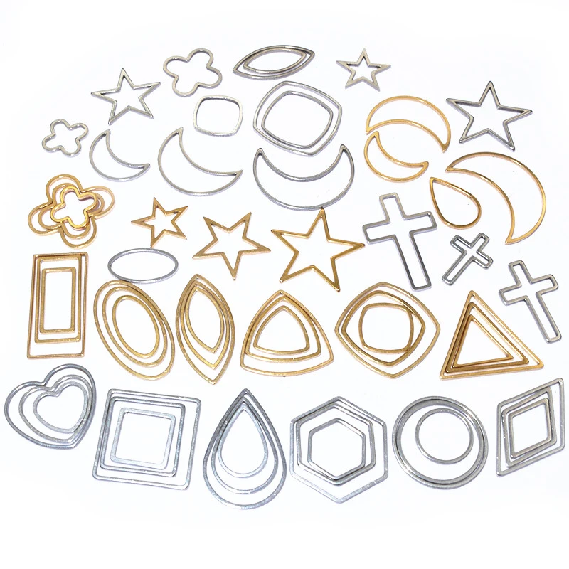 20 Stück Mond Star Drop Herz Kleinträger Gold Edelstahl Anhänger offene Bezels hohle Rahmen Form Lünette DIY Schmuck Herstellung Image