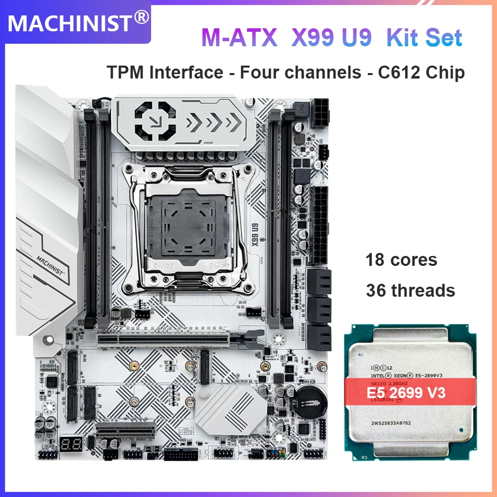 MACHINIST X99 U9 Motherboard TPM2.0 mit Intel Xeon E5 2696 V3/ E5 2699 V3 DDR4 Vier-Kanal-RAM NVME M.2*3 X99/c612-Chip Image