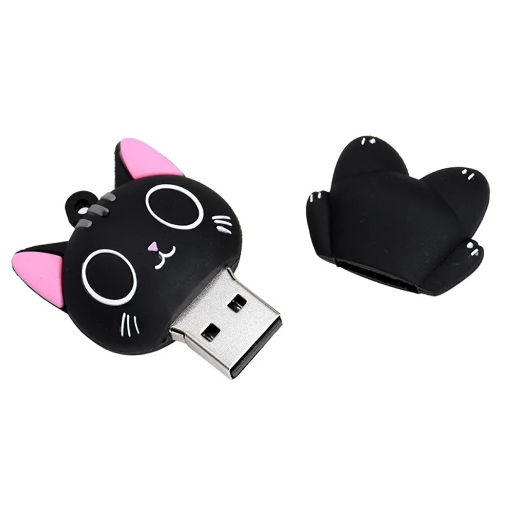 USB-Flash-Laufwerk 64 GB 128 GB Süßes schwarzes Kätzchen Memory Stick 2.0 Cartoon-Welpen-Stick 32 GB USB-Stick 64 GB Mädchen-Geschenk Image