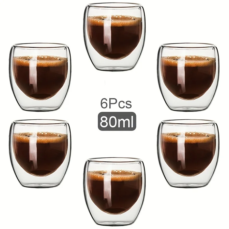 Doppelwandige Glastasse, Wärmeisolierung, transparent, handgefertigt, Teegetränkebecher, MINI, Whiskygläser, Espresso-Kaffeetasse Image