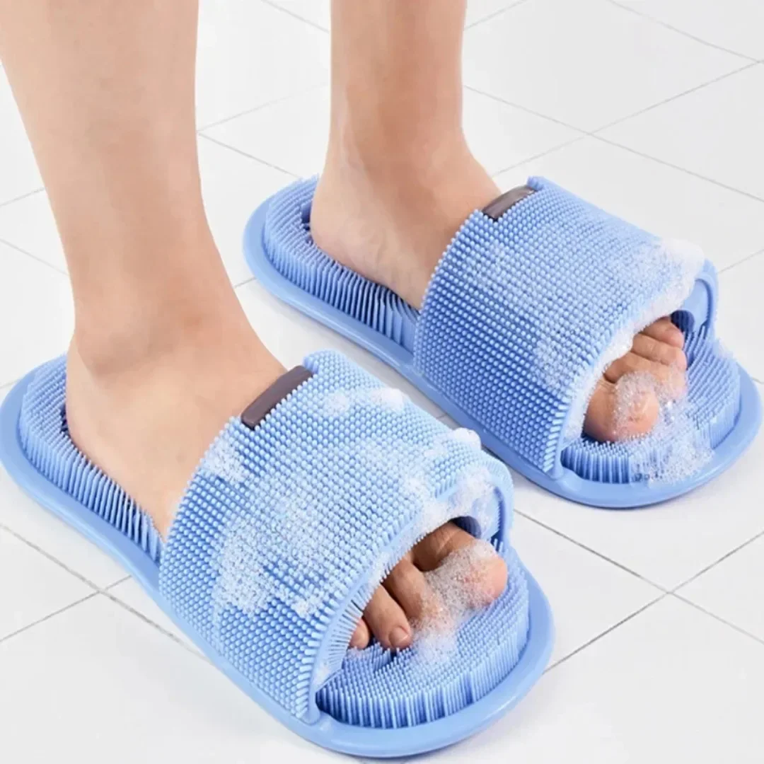 1pc Magie Fuß Waschen Hausschuhe All-round Borsten Nicht-slip Silikon Fuß Waschen Peeling Massage Hausschuhe Bad Reinigung pinsel Image