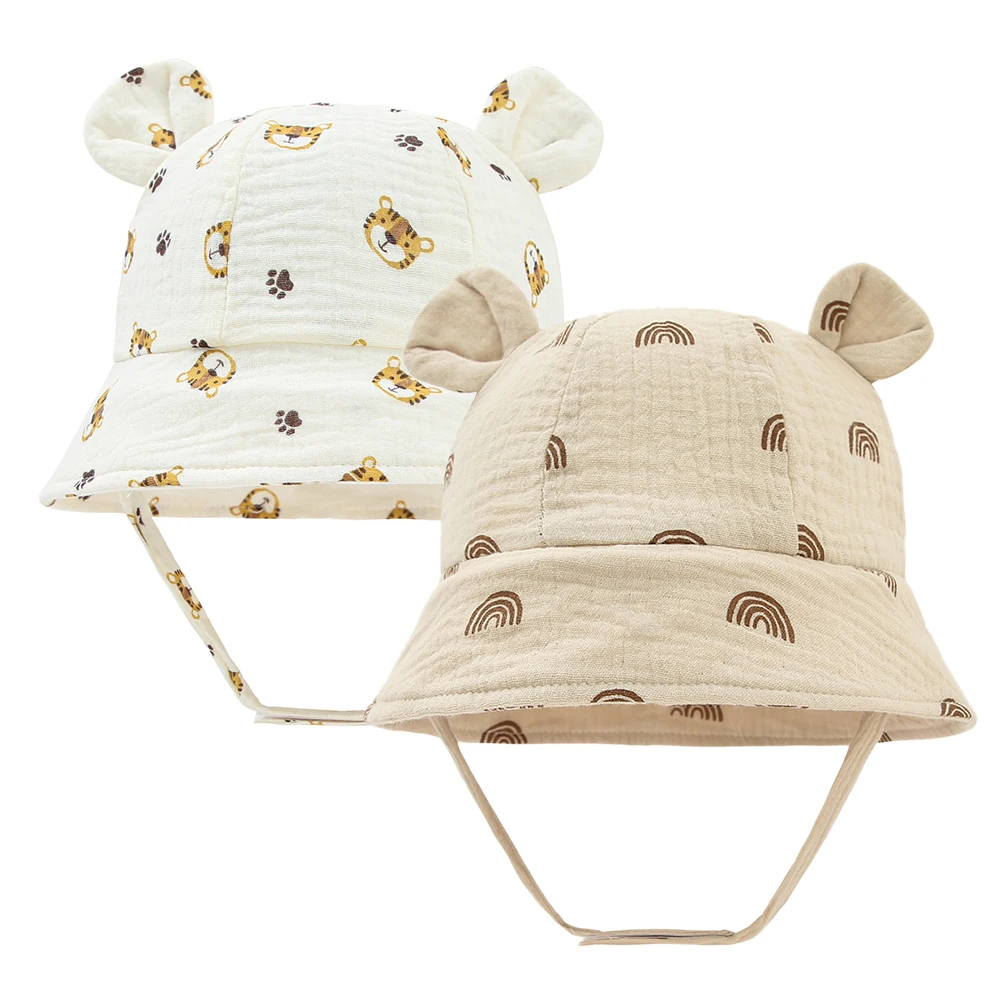 Frühling Herbst Druck Baby Eimer Hut Weiche Baumwolle Mädchen Jungen Outdoor Casual Panama Sun Cap Sommer Infant Kleinkind Fischer Hüte Image