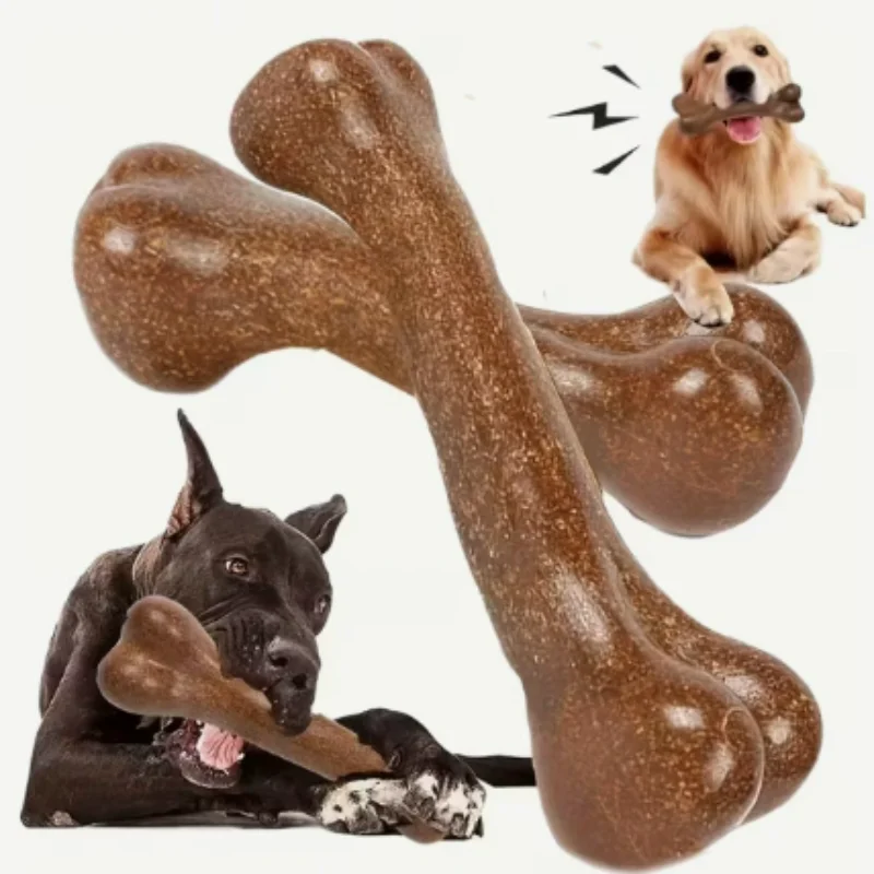 Natürliches, ungiftiges, unzerstörbares Hundekauknochen-Spielzeug, bissfestes Welpen-Zahnpflege-Kauspielzeug für kleine, mittelgroße und große Hunde, Haustier-Kauknochen Image