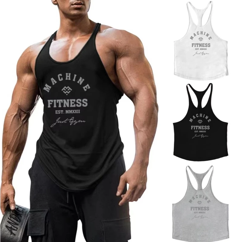Fitness Y Back Gym Weste Herren Baumwolle Krafttraining Kleidung Bodybuilding Ärmelloses Shirt Muscle Stringer Weste Image