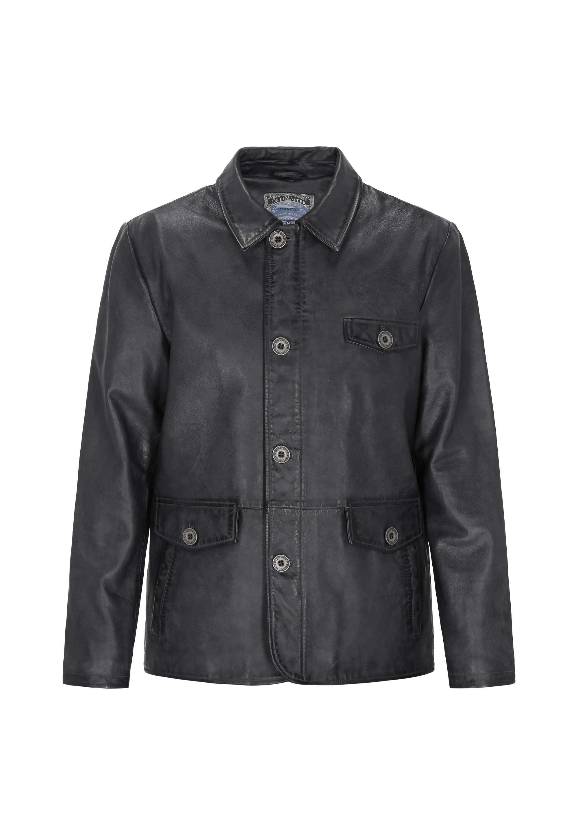 Dreimaster Lederjacke Männer grau M