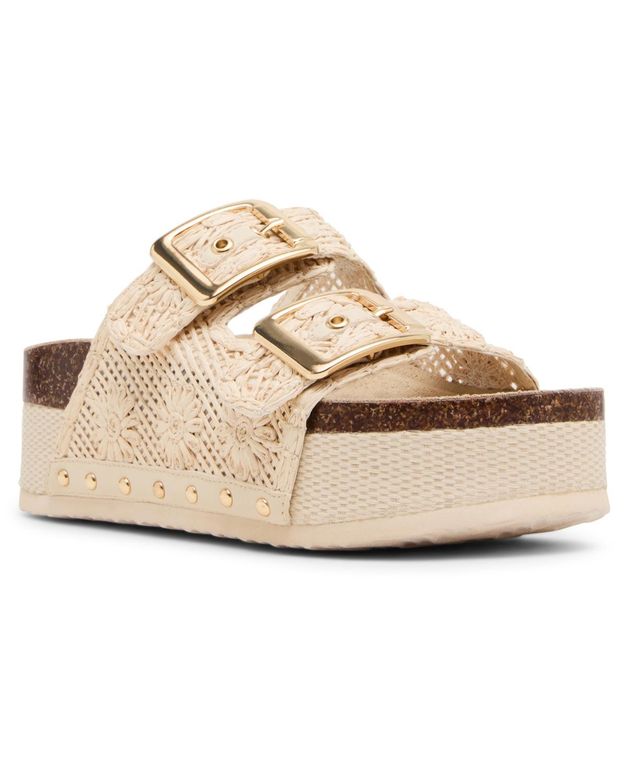 Babes-rf Double-strap Round Toe Flatform Footbed Sandals - Natural - Madden Girl Flats