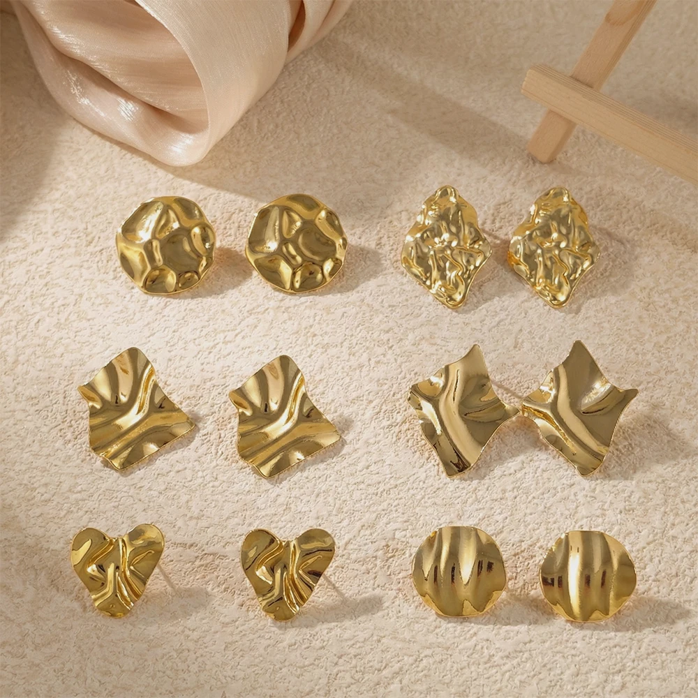 Klobige Goldohrringe Vintage Gold Statement Ohrstecker für Frauen Leichte Trendige Knoten Geometrische Hängeohrringe Schmuck Image