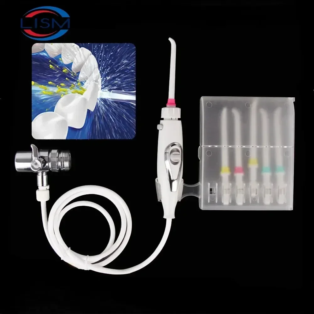 Dental-SPA-Wasserhahn Munddusche Zahnreiniger Zahnseide-Ersatz Wasserflosser für die Zahnreinigung mit Schalter und Strahl – Familien-Wasserflosser Image