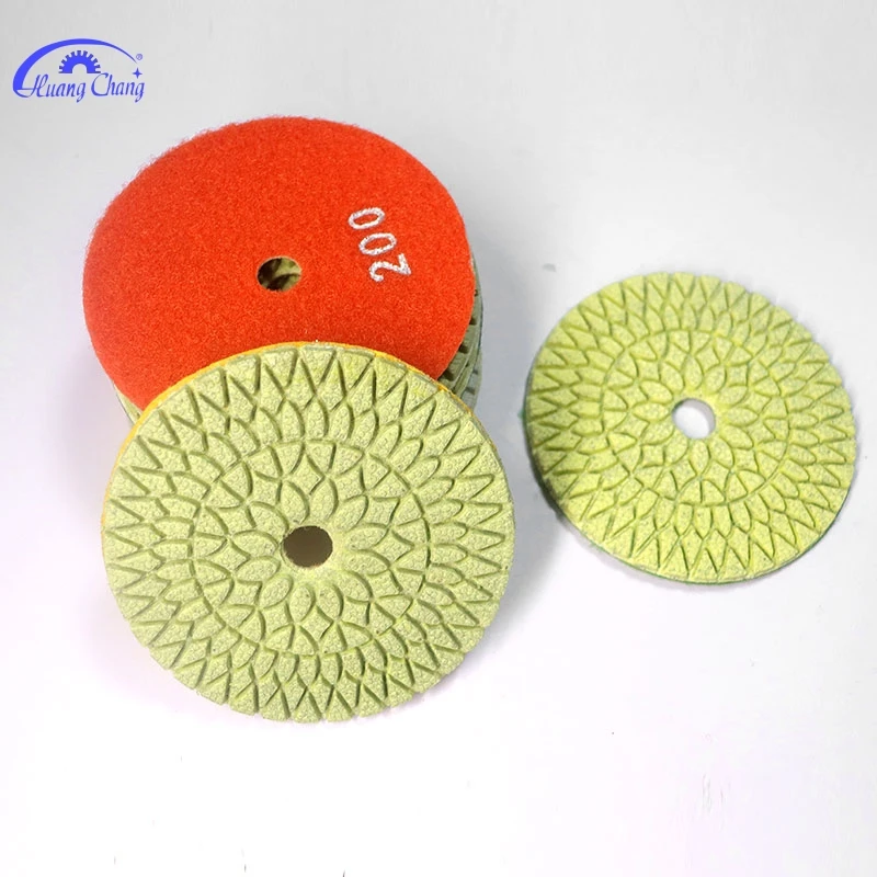 Huangchang 7-teiliges 100mm Polierpad-Set # 50- # 3000 Nass-Diamantschleifpads zum Schleifen von Granit, Marmor und Porzellan Image