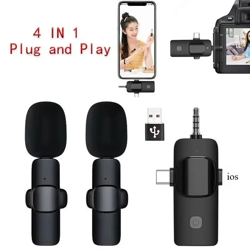 Mini Kabelloses Lavalier-Mikrofon für iPhone Android Geräuschunterdrückendes Interview-Vlog-Kamera Drahtloses Mikrofon-Set mit Clip Image