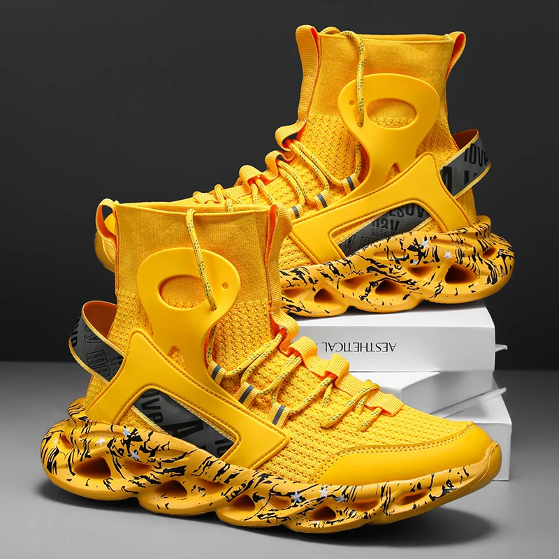 Herren-Laufschuhe, große Größe, weiche Sohle, Dämpfung, bequemes Gehen, Outdoor, lässig, Fitnessstudio, Jogging-Schuhe, Mesh, High-Top-Turnschuhe für Herren