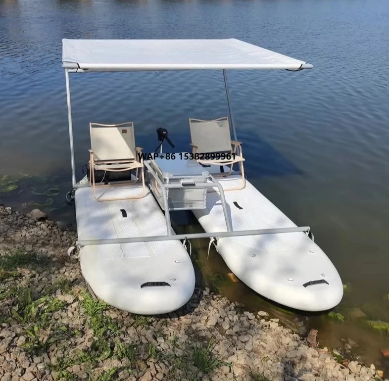 Tragbares Aufblasbares Doppel-SUP-Katamaran-Wasserspielgerät, Angel-Ponton-Fahrräder für Seen
