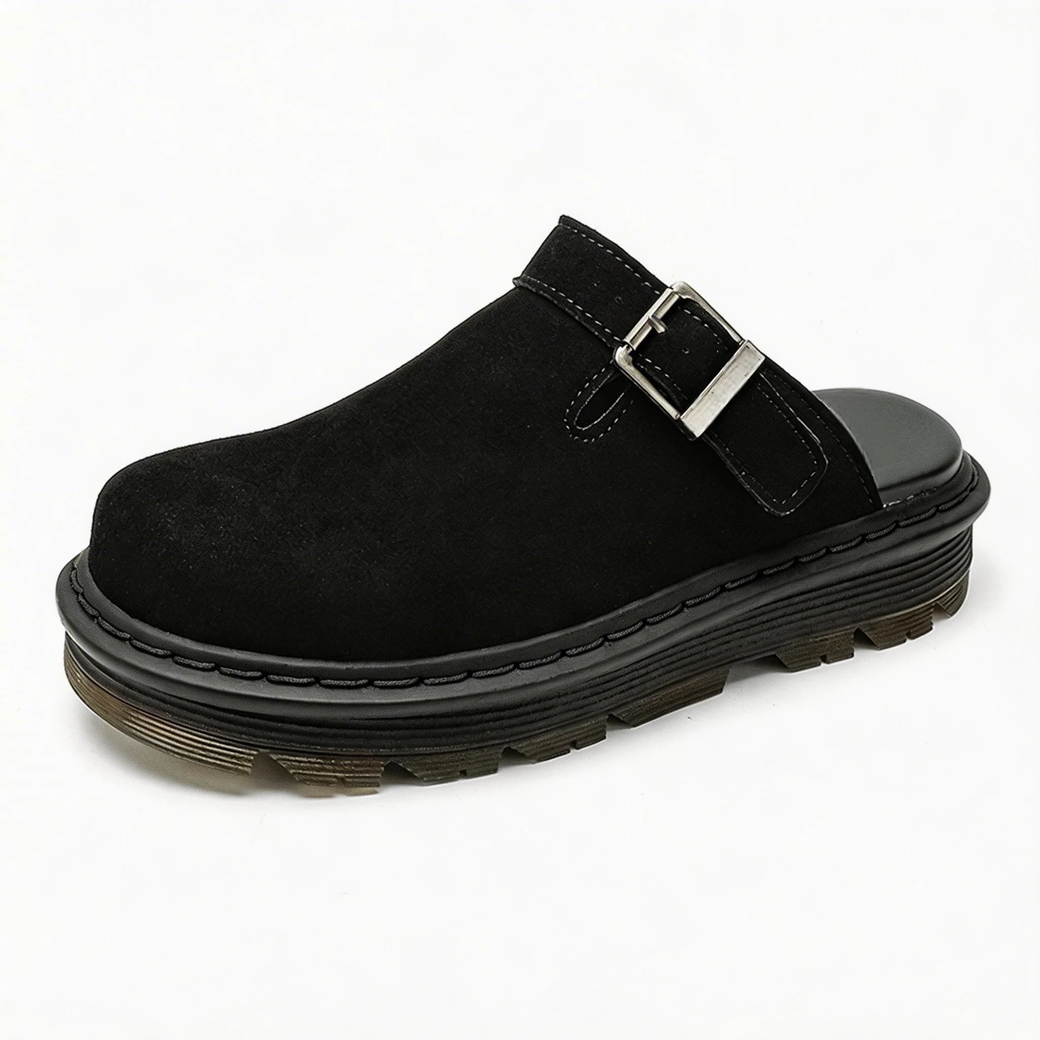Damen-Plateau-Mules mit Kork-Einlegesohle, Unisex-Clogs, Hausschuhe mit Wellensohle, Rutschfeste Herren-Sandalen mit Fußgewölbestütze Image