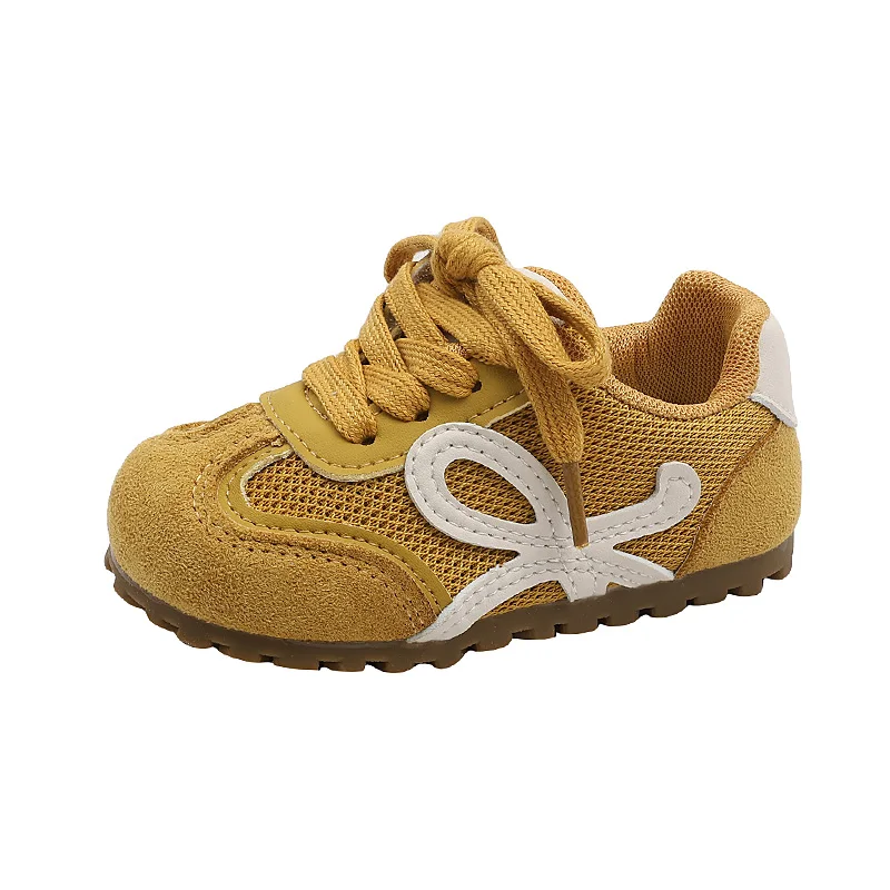Mädchen-Mode-Sneaker Vielseitig & Stilvoll mit Niedlichem Farbblock-Design Kinder-Freizeitschuhe Weiche, Rutschfeste Sohlen Gelb Image