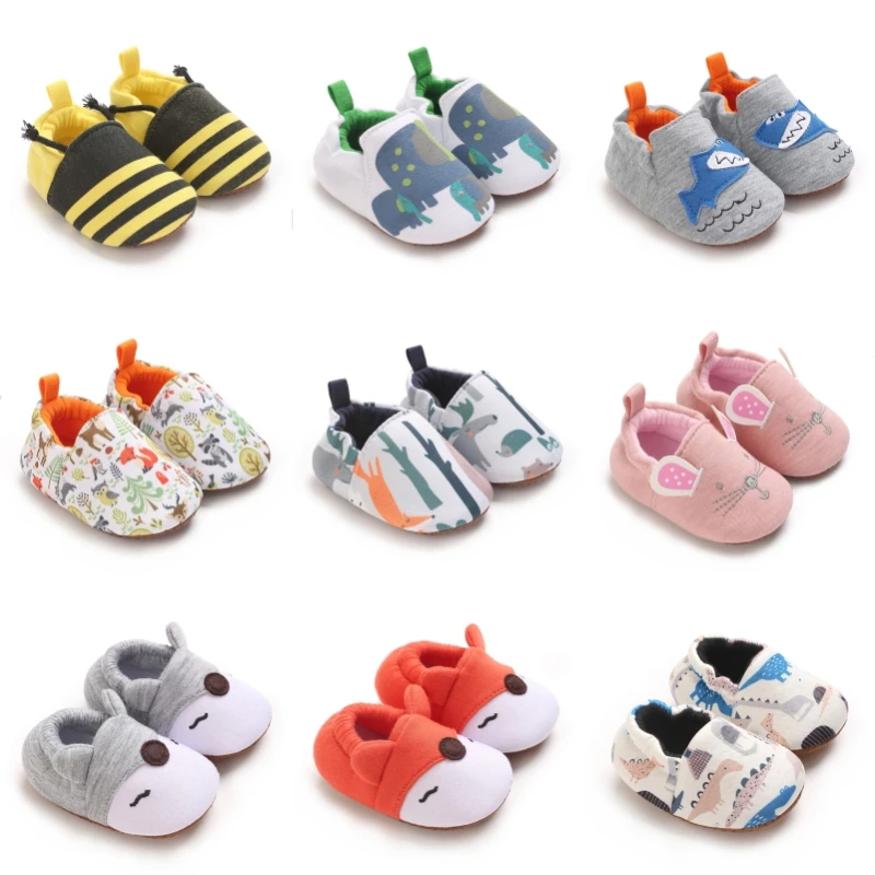 0–18 Monate Neugeborene Babys, Jungen und Mädchen, niedliches Bienen-Tiermuster, Mokassins, weiche Sohle, rutschfeste, lässige Wanderschuhe Image