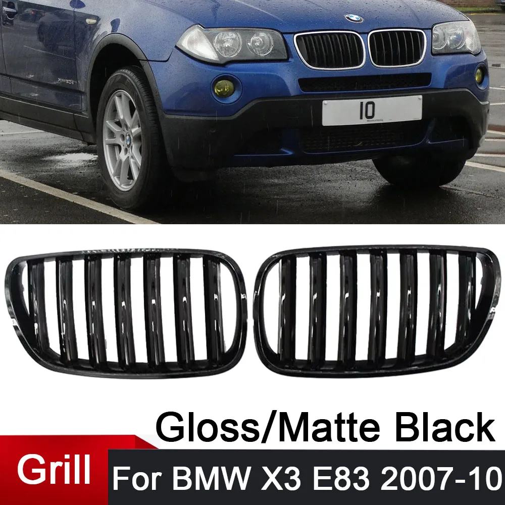 Per BMW X3 E83 2007 2008 2009 2010 Auto Griglia Paraurti Anteriore Rene Grill Gloss/Opaco Nero Racing Grill 51113420087 51113420088