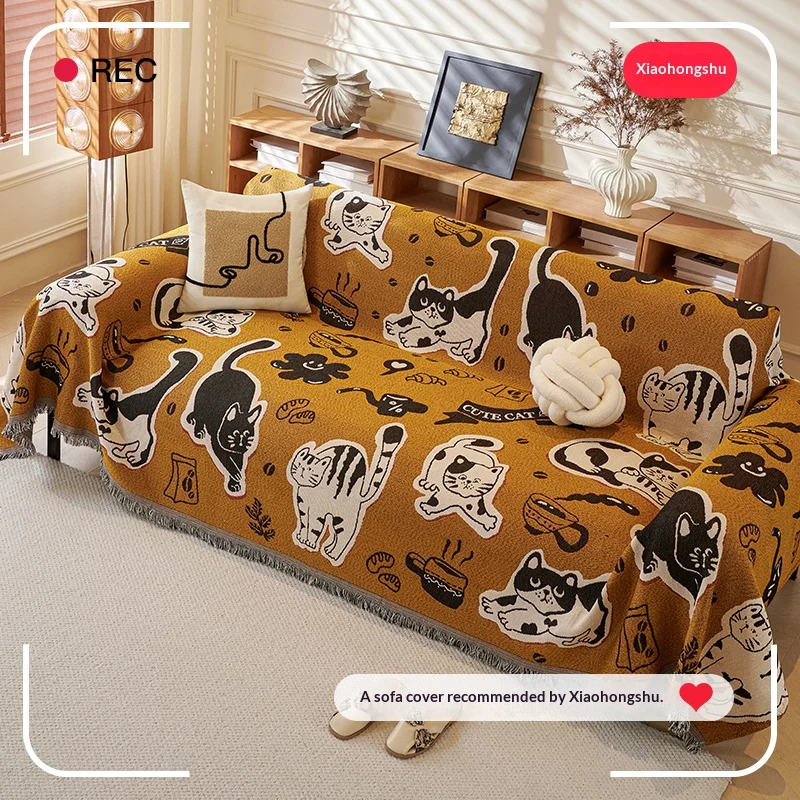 Sofa Towel With Skirt Anti Slip Furniture Cover For Living Room Home Sofa Covers Designer Couch Towel Large One Piece Stain Resi