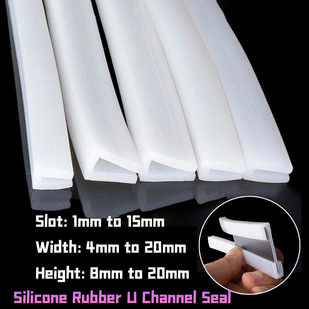 Silikon-Gummi U-Kanal-Dichtung Kantenschutz Dichtungsstreifen Schlitz 1mm bis 15mm Breite 4mm bis 20mm Höhe 8mm bis 20mm Image