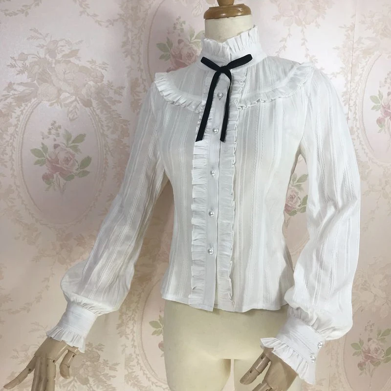 Japanische Viktorianische Vintage Lolita Shirts Frauen Elegante Laterne Hülse Blusen Tops Y2K Ästhetischen Casual Jk Blusas Mujer De Moda