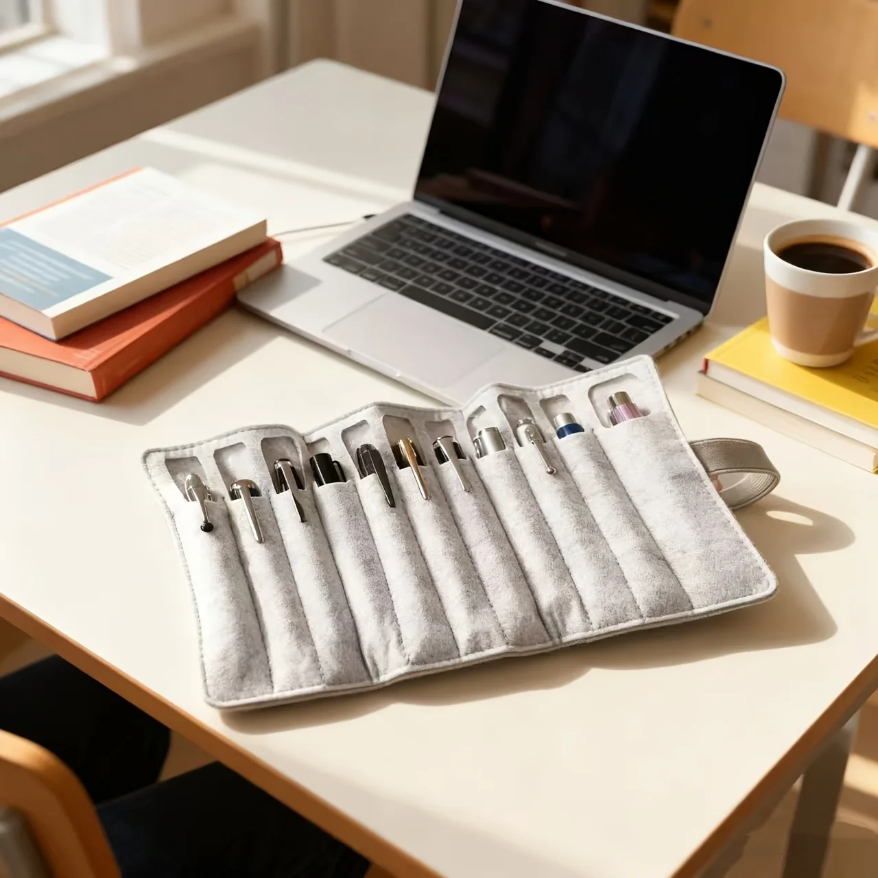 Filz-Rollup-Stiftetui für 11 Stifte, Multifunktionale Aufbewahrungstasche für Stifte & Pinsel Image