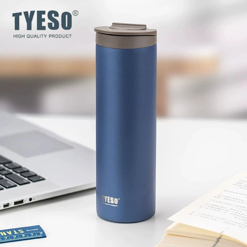 TYESO Thermosbecher 304 Edelstahl Auslaufsicherer Klappdeckel Direkttrink-Wasserflasche Auto-Vakuum-Kaffeebecher Reise-Trinkbecher Image