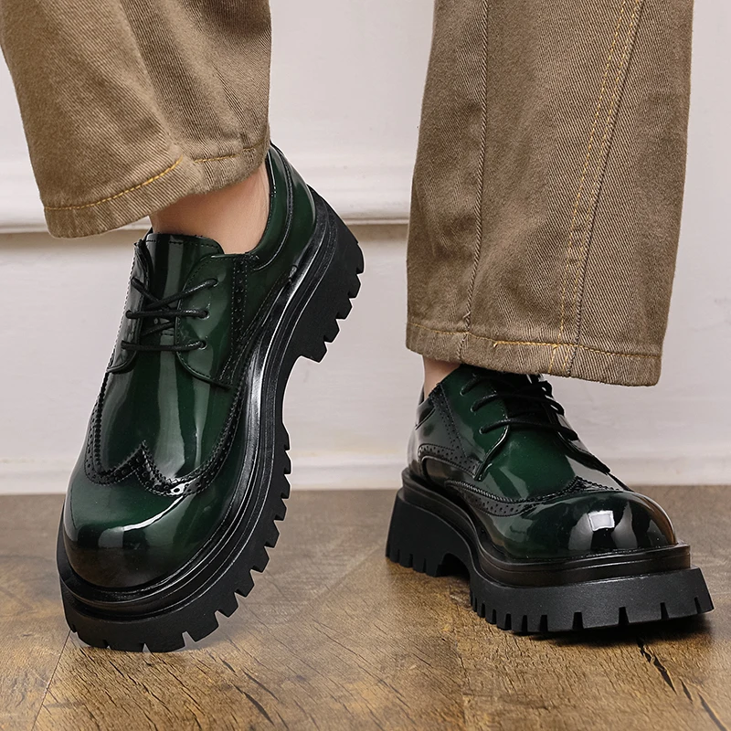 Herren-Derby-Schuhe, PU, ​​Blockgeschnitzt, dicker Boden, bequem, klassisch, professionell, Business-Herrenschuhe, Größe 38–46