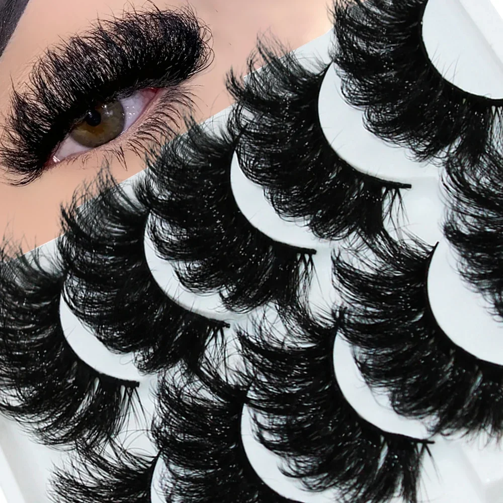 Dicke, dramatische künstliche Nerz-Wimpern – 5 Paar flauschige 3D-Wimpern für dramatisches Volumen Image