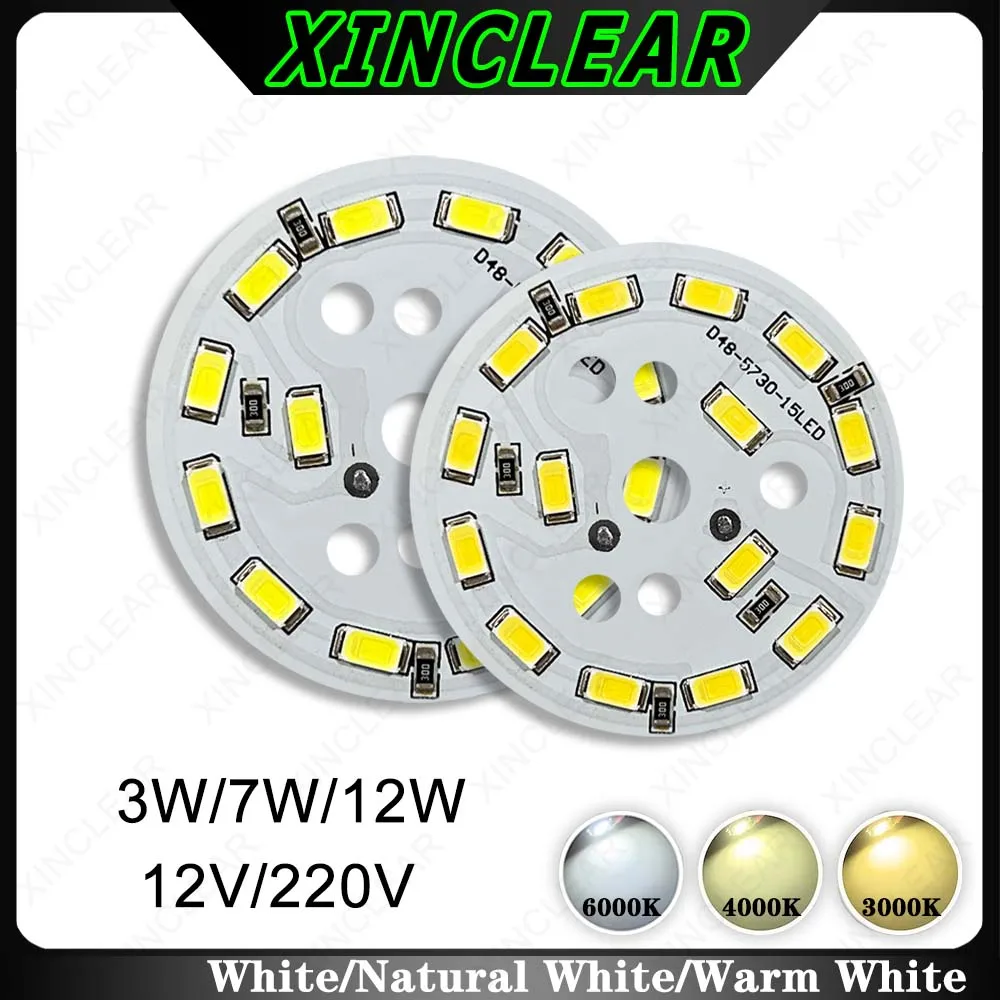 Pannello luminoso a LED SMD 5730 2835 ad alta luminosità DC12V AC220V 3W 7W 12W Pannello luminoso PCB con chip LED Adatto per plafoniera a LED