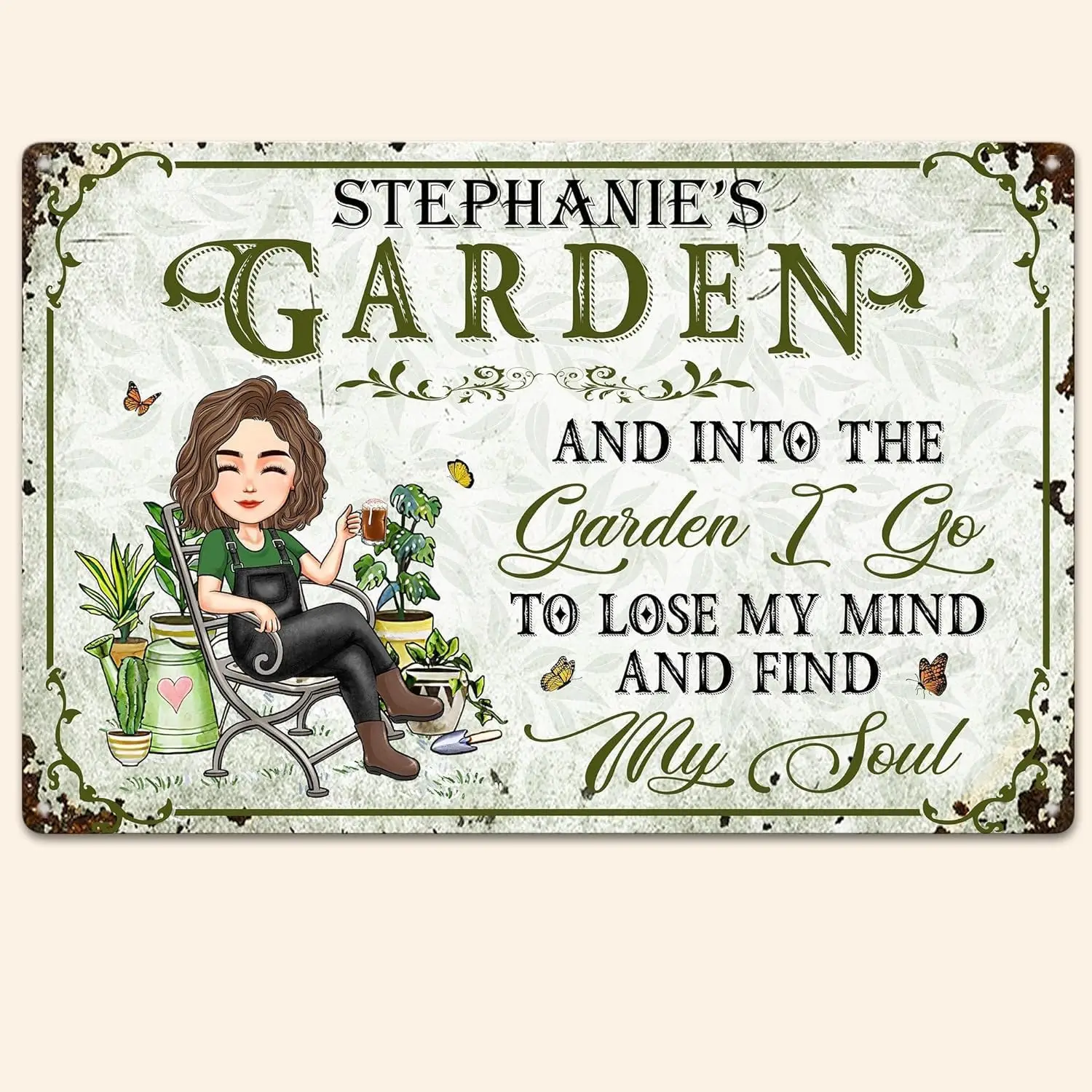 Panneau de jardin personnalisé bienvenue au jardin, panneau métallique de jardinage, panneau de jardinage, panneaux de jardin en métal classiques personnalisés, mur de cour