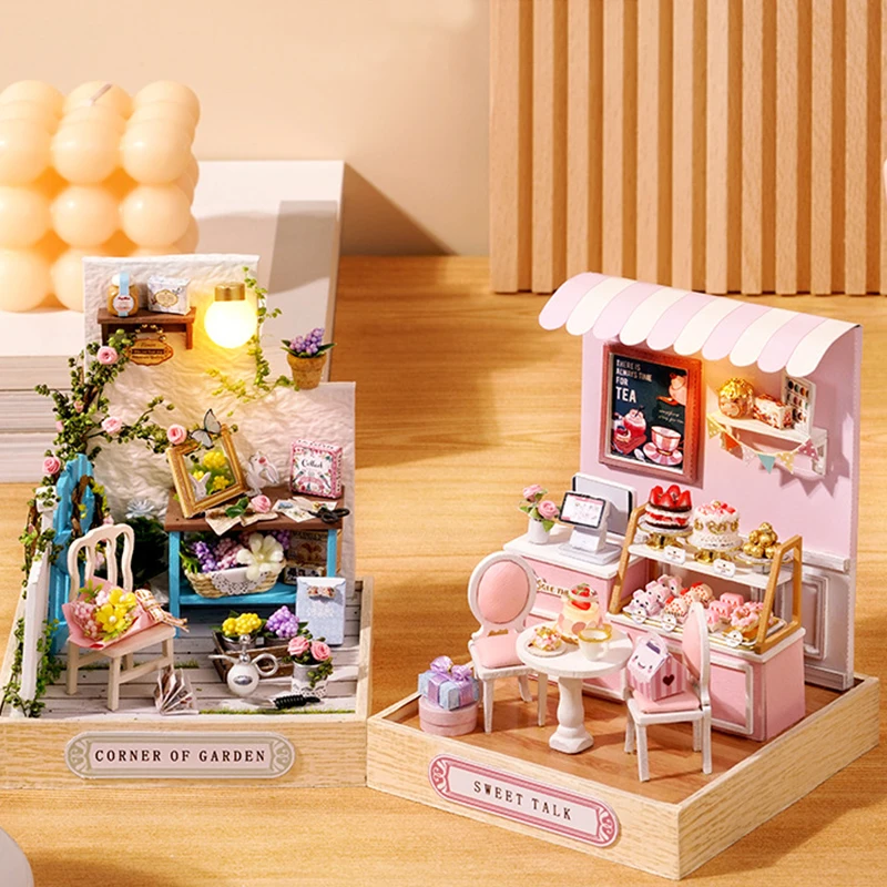 Mini Kit de bricolage pour maison de poupée, fabrication et maison assemblée, Kit créatif, décoration de chambre à coucher avec meubles, maison de poupée