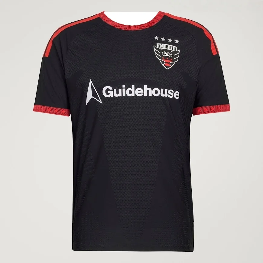 Maillot domicile DC United 2026 Nouveau Maillot de football pour homme Sponsor Guidehouse Maillot de football MLS Version Fan Noir Rouge