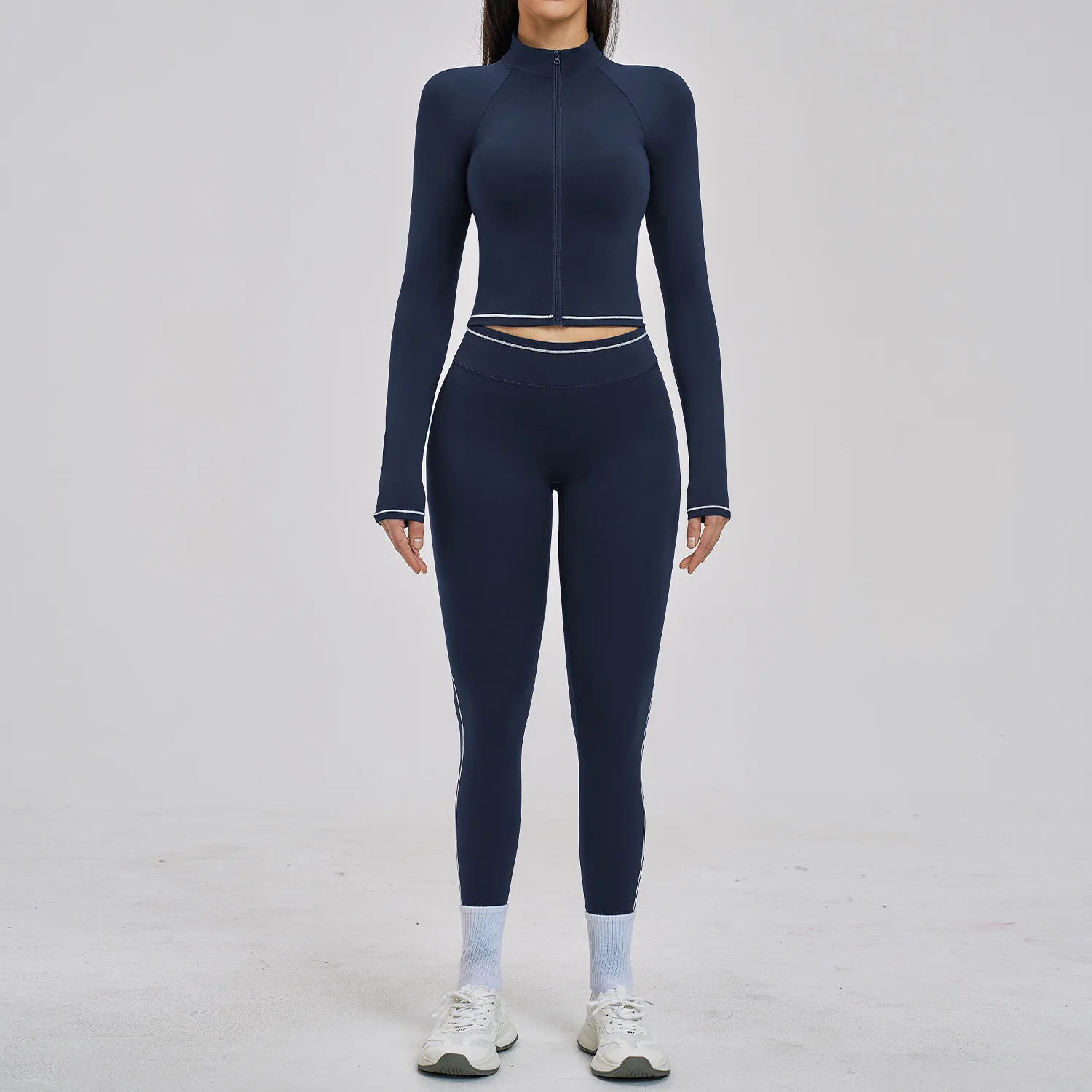 Ensemble de yoga 2 pièces pour femme : survêtement de sport, tenue de fitness, leggings, brassière de sport, vêtements de sport à manches longues