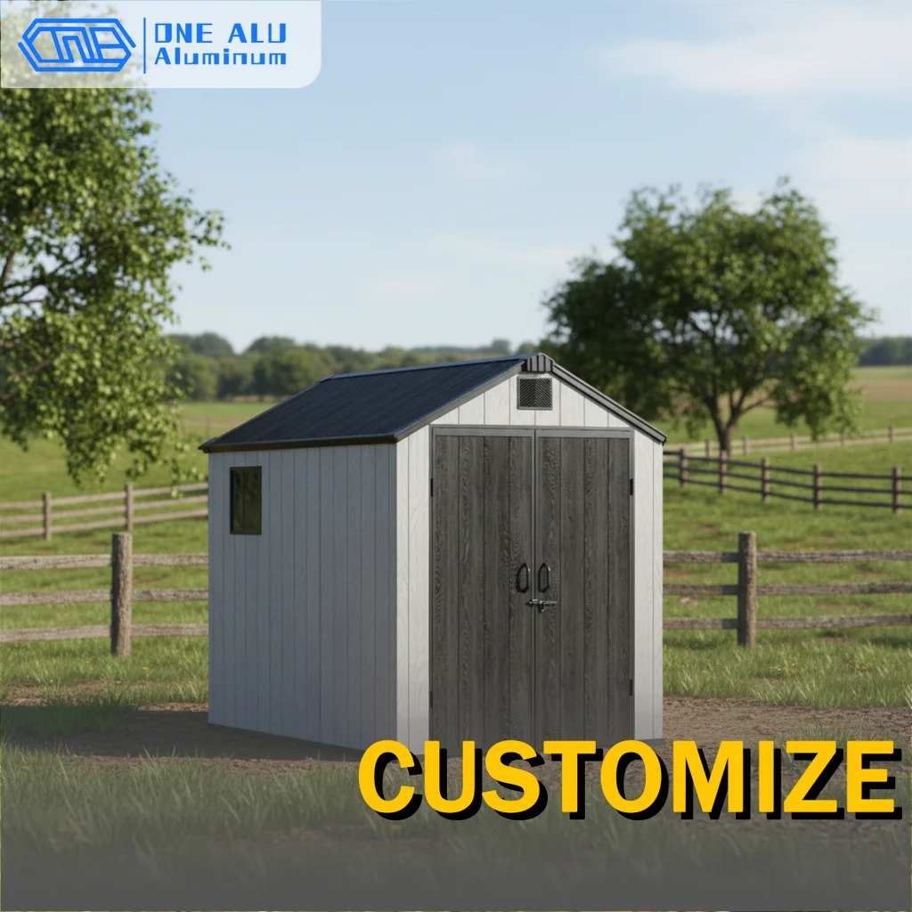Outdoor Plastic Storage Shed Resin Garden Tool Shed Double Doors Ventilation Weatherproof Durable Backyard Storage House