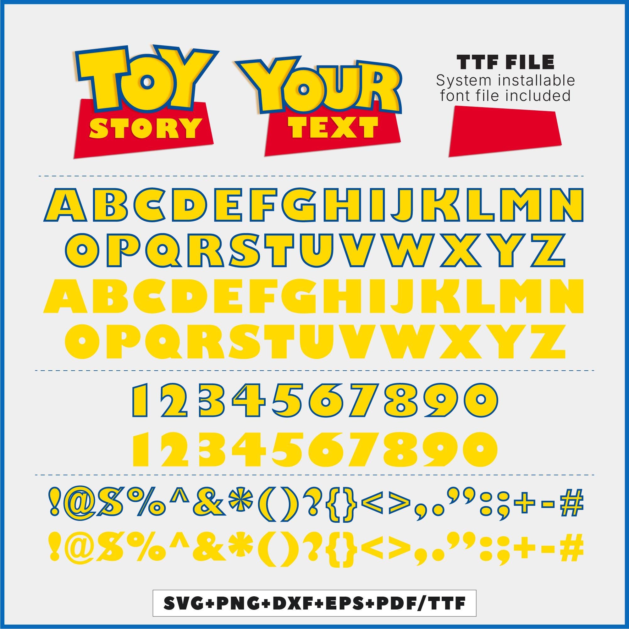 Toy Story Font SVG, Toy Story Svg, Lettere dell'alfabeto Pixar, Toy Story Alphabet Svg, Lettere di Toy Story Svg, File di taglio Cricut, Download ista