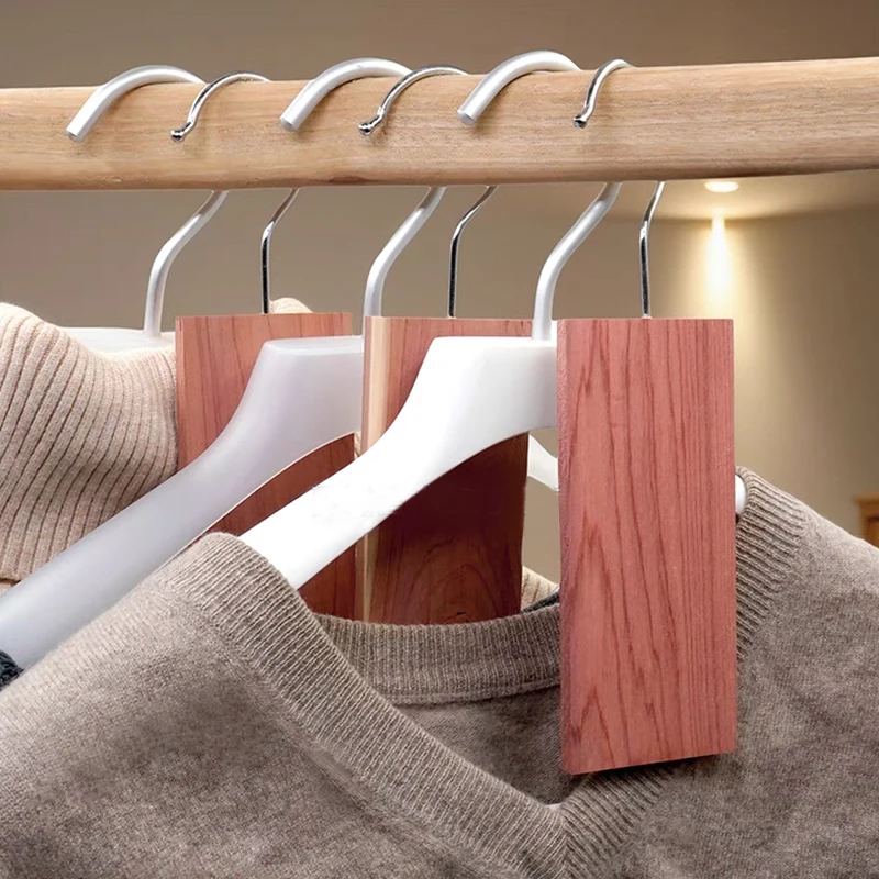 10 Pcs Cedar Hangers Blocks, Natural Red Cedar Blocks for Clothes Storage, Cedar Hang Ups Set Household Protector, Aromatic Ceda