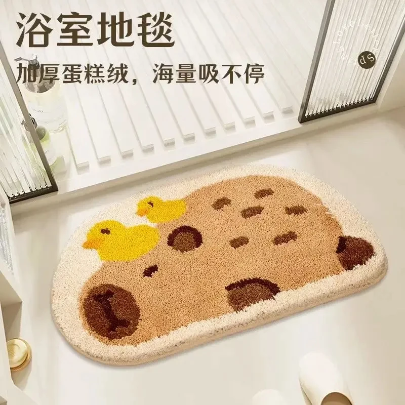 VIKAMA Kawaii Enten-Keks-förmige Badematte, rutschfest, schmutzabweisend, langlebig, saugfähig, waschbar, Bodenmatte für Badezimmer Image