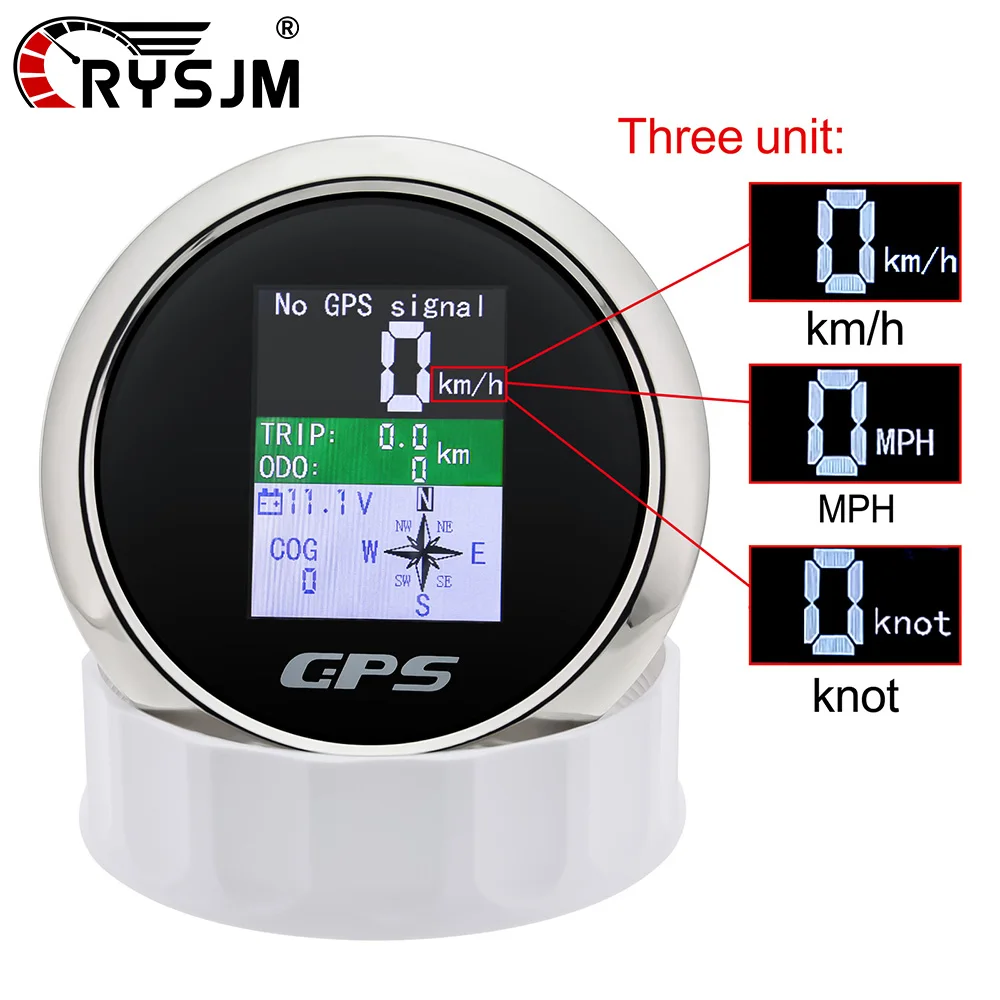 85mm GPS Speedometer Digital TFT Screen Odometer With GPS Antenna Compass Trip COG ODO KMH Waterproof for 12V Boat Car Universal